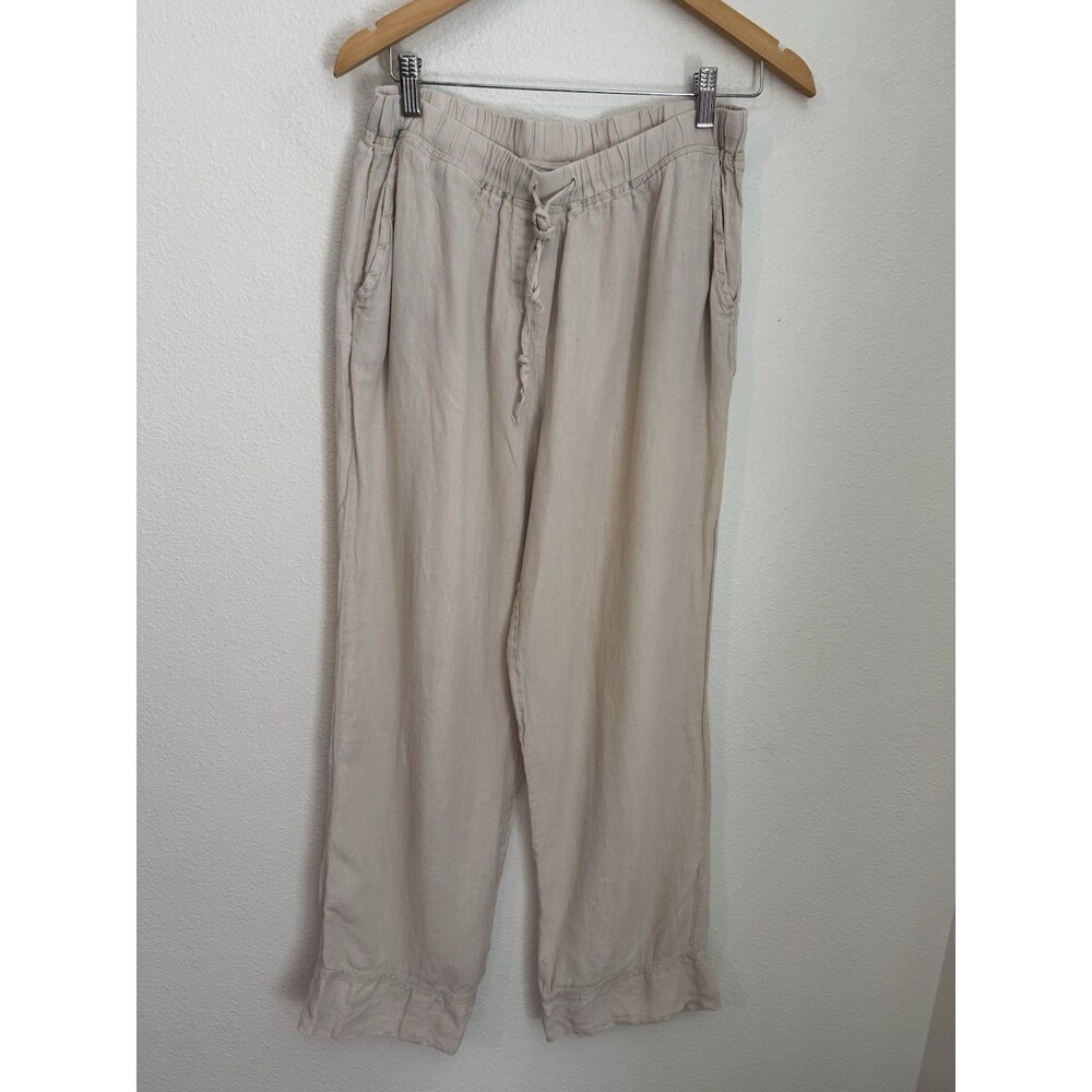 Parachute Womens Pants Linen Drawstring Elastic Waist L Boho Lagonlook Ivory